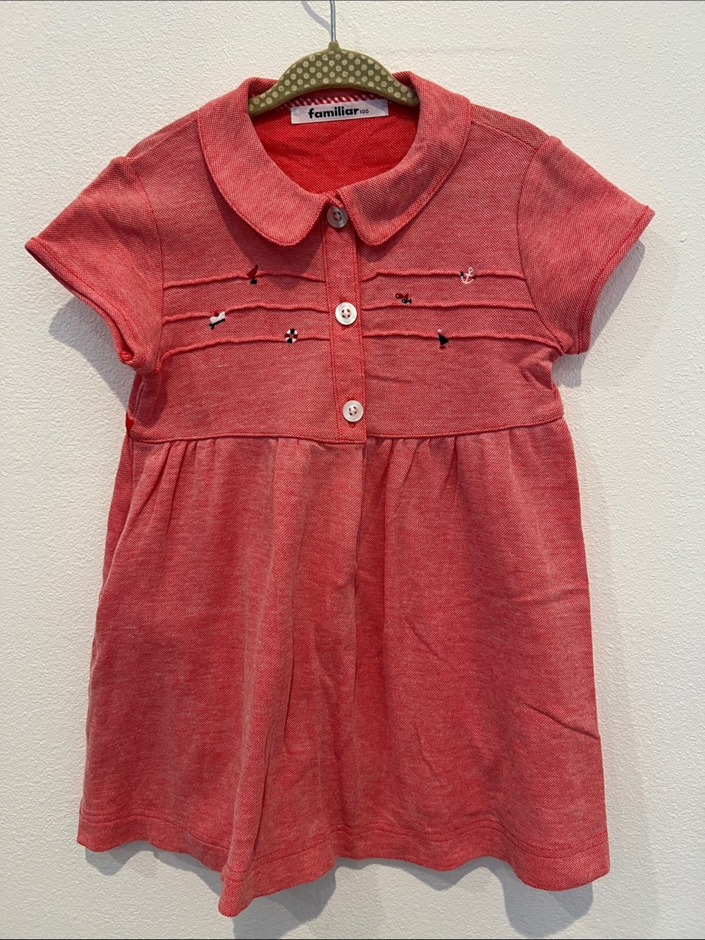 Familiar Girls' Coral Pink Polo Dress  size 3T Japanese Luxury kids Brand